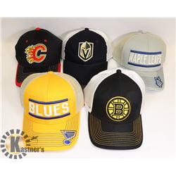 LOT OF 5 NEW NHL HATS FLAMES, LAS VEGAS, BLUES