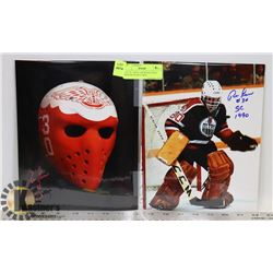 LOT OF 2 RON LOW SIGNED 8X10 PHOTOS DETROIT RED