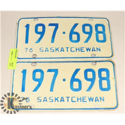 LOT OF 2 SASKATCHEWAN  1976 PLATES