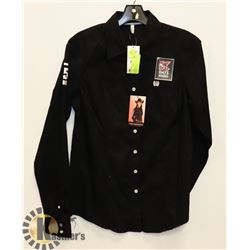 BLACK WOMENS CINCH BUTTON UP SHIRT SIZE MEDIUM.