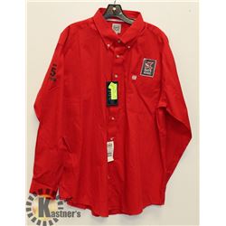 RED MENS CINCH BUTTON UP SHIRT SIZE LARGE.
