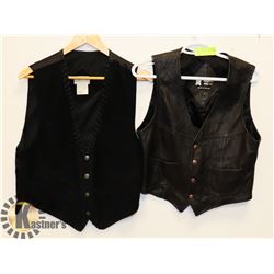 2 LEATHER VESTS SIZE MEDIUM.