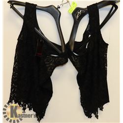 LOT OF 2 BLACK LACE LADIES SHIRT - UNKNOWN SIZE