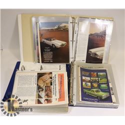 BOX OF FORD, LINCOLN, MERCURY ADS IN BINDER.