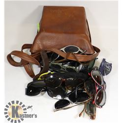 BAG OF ESTATE SUNGLASSES IN VINTAGE CAMERA CASE.