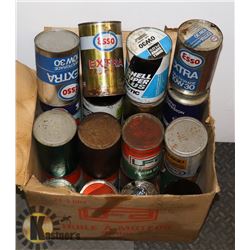 BOX 24 OLD OIL CANS IN UFA BOX