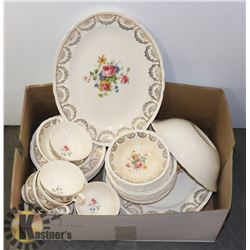 50PC ANTIQUE CHINA SET - SOME DAMAGED.
