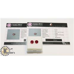 #56-RED RUBY MATCHING PAIR  GEMSTONE  2.40CT
