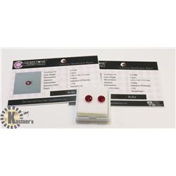 #57-RED RUBY MATCHING PAIR  GEMSTONE  2.40CT