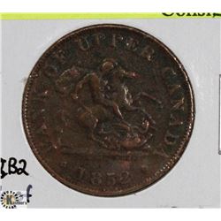 1852 BANK OF UPPER CANADA BANK HALF PENNY.