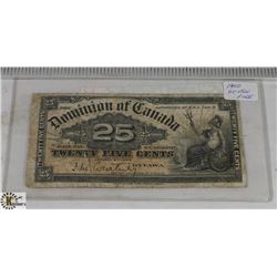 1900 CANADIAN SHINPLASTER.