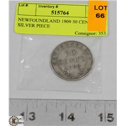 1909 NEWFOUNDLAND 50 CENT SILVER PIECE