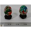 Image 1 : PAIR OF HAND PAINTED POLISHED STONE EGGS