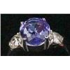 Image 2 : 34) 10K WHITE GOLD TANZANITE AND DIAMOND RING,