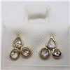 Image 1 : 66) 14K YELLOW GOLD MULTI STONE DIAMOND EARRINGS,