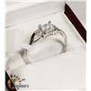 Image 2 : 7) 14K WHITE GOLD FANCY CUT DIAMOND RING,