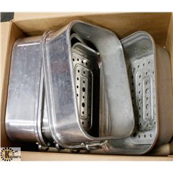 ALUMINUM ROASTING STACKING PANS.