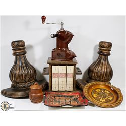 PIPE RACK, COFFEE GRINDER WALL MOUNTED.