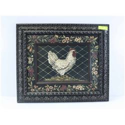 DECORATIVE 26 X 23" ROOSTER FRAMED ART