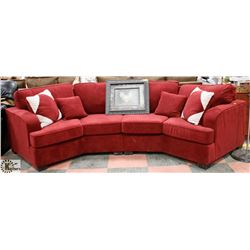 WINE RED FABRIC APT SIZE SECTIONAL WITH ACCENT