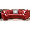 Image 1 : WINE RED FABRIC APT SIZE SECTIONAL WITH ACCENT
