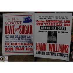 1953 HANK WILLIAMS POSTER PLUS DAVE AND SUGAR IN
