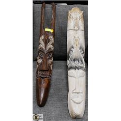 PAIR OF 41" ORNATE WALL MASKS.