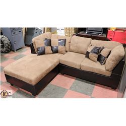 NEW 2 TONE FABRIC AND LEATHERETTE SECTIONAL WITH