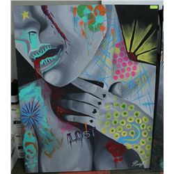 MODERN ABSTRACT OIL PAINTING SIGNED 48"X60".