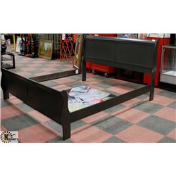 GREY KING SIZE SLEIGH BEDFRAME NO SLATS. FURNITURE
