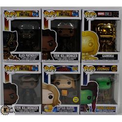 LOT OF 6 ASSORTED FUNKO POP VINYL FIGURES.