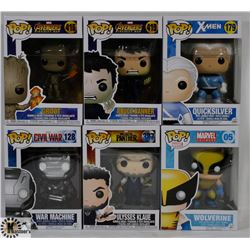 LOT OF 6 ASSORTED FUNKO POP VINYL FIGURES.