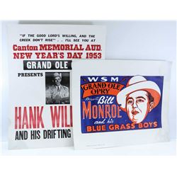1953 HANK WILLIAMS POSTER + 1982 BILL MONROE BLUE