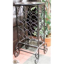 WROUGHT IRON WINE STAND, 16.5"X33".