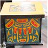 Image 1 : WOOD STORAGE BOX WITH INUIT ARTWORK, 10 X 9
