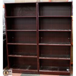 LOT OF 2 WOOD TONE BOOKSHELVES, 31.5"X14"X71".