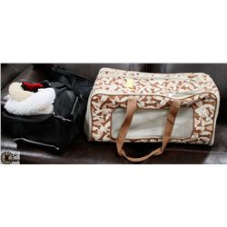 LOT OF SMALL 2 DOG CARRIERS WITH 2 BEDS.
