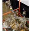 Image 1 : GLASS CHANDELIER LIGHT FIXTURE 8 LAMP UNIT, 30"H,