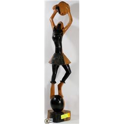 HAND-CARVED WOODEN SCULPTURE SIGNED BY ARTIST