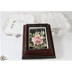 2 PARTYLITE DECORATIVE DISHES AND 1 PICTURE