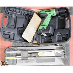 MANUAL TILE CUTTER, TROWEL & SUPERIOR DRILL - NO