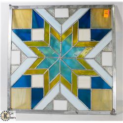 STAIN GLASS STYLE WINDOW PANEL, 15" X 15"