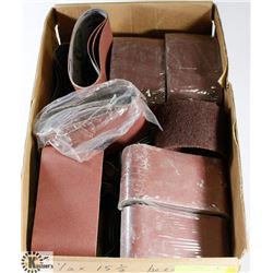 BOX OF ASSORTED SANDING BELTS