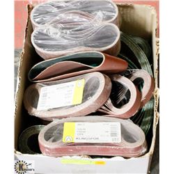 BOX OF ASSORTED SANDING BELTS