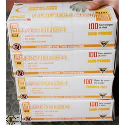 4 NEW BOXES OF LATEX GLOVES