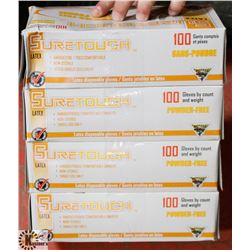 4 NEW BOXES OF LATEX GLOVES