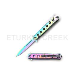Snake Eye Tactical Rainbow Stiletto Knife 5" Closed with Clip