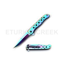 Snake Eye Tactical Rainbow Stiletto Knife 4.75" Closed with Clip