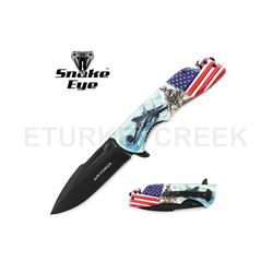 Snake Eye Tactical Spring Assist Rescue Knife 4.5" Closed