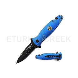 " NAVY " Rescue Folder Spring Assist Knife 4.5" Closed